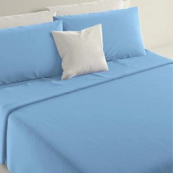 Set di lenzuola e federe di cotone blu matrimoniale 250x290cm